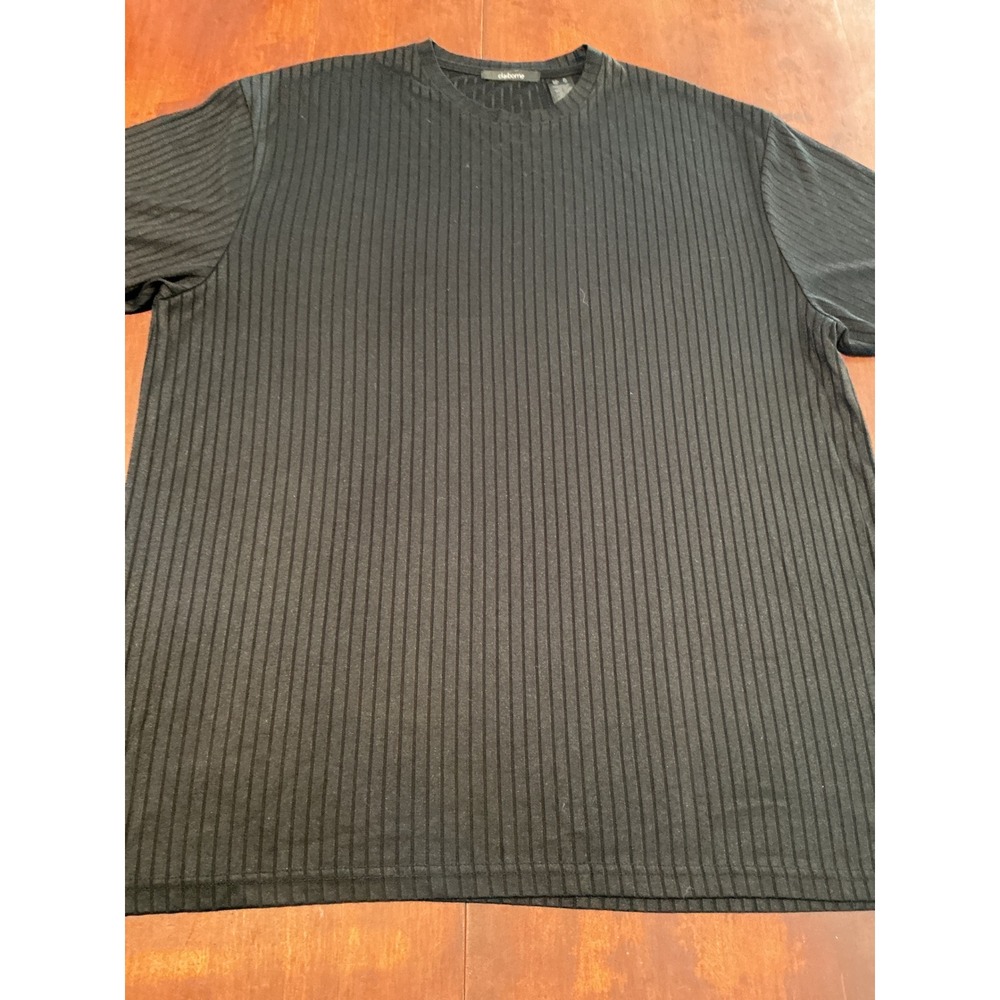 Claiborne Mens XL Black Ribbed Short Sleeve Crewneck T-Shirt Rayon Blend